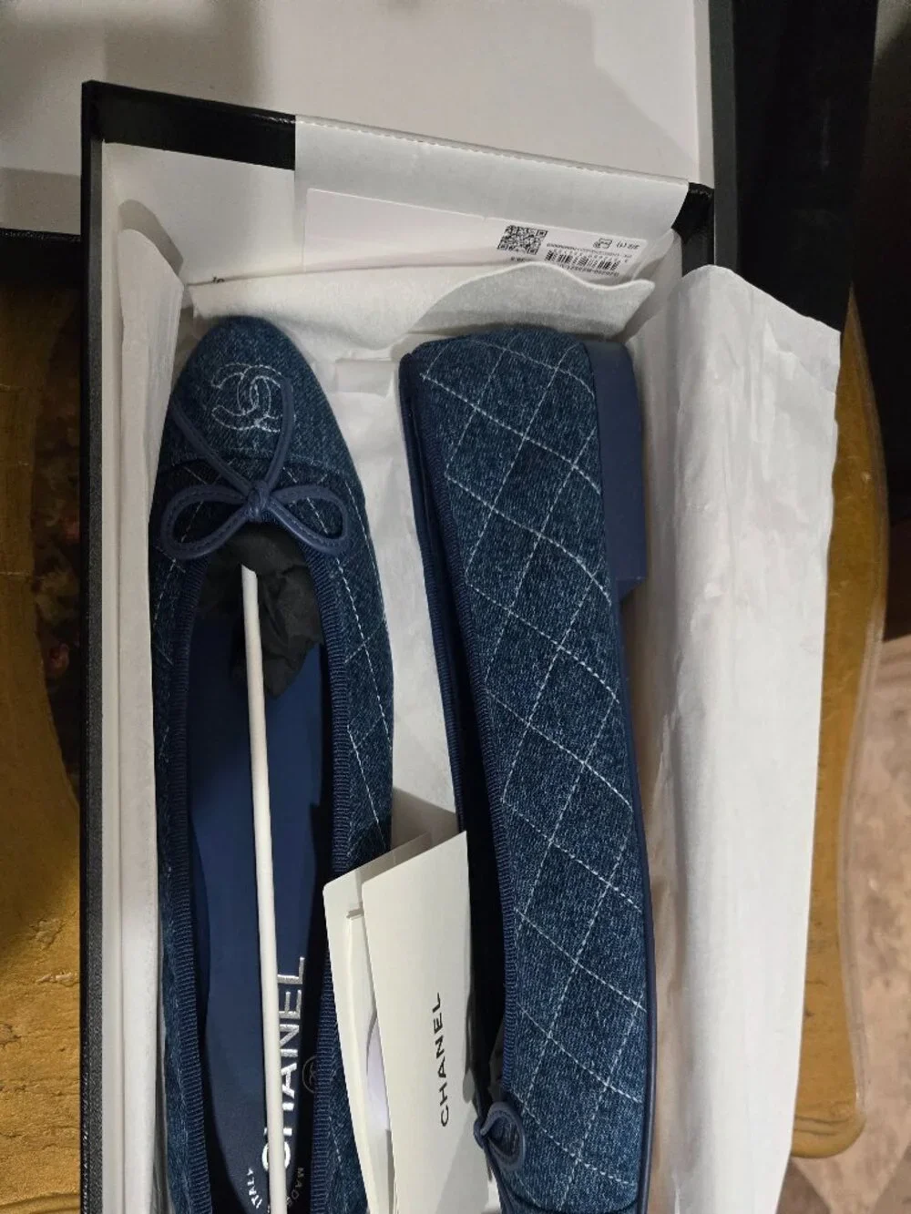 Brand New Chanel Quilted Ballerina Flats 2026 Denim Blue